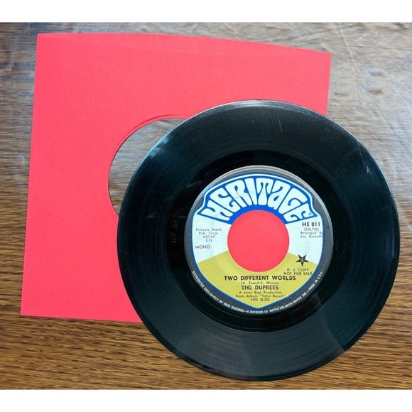 The Duprees Two Different Worlds 45 Sunshine Pop Promo Heritage 811 - Picture 4 of 4